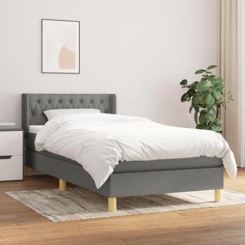Vidaxl Boxspringbett Dunkelgrau 100x200 cm mit integrierter Matratze