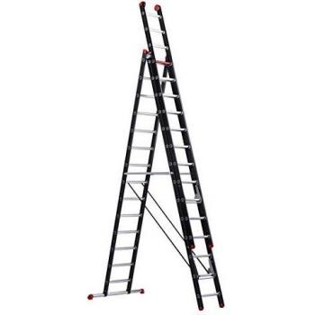 Scala multifunzione Altrex Mounter 3x14 in alluminio rivestito, 3 parti, nera
