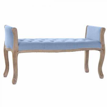 Tabouret de bar en lin, bleu et marron, hévéa (109 x 39 x 60 cm)