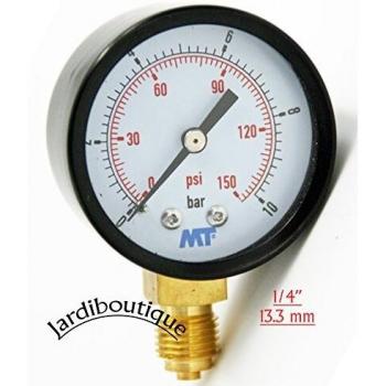 Manómetro de esfera ø50mm, presión de 0-10bar y conexión inferior bsp de 1/4'