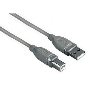 Hama USB-2.0 Kabel, A-Stecker auf B-Stecker, 5 Meter, Geschirmt, Grau