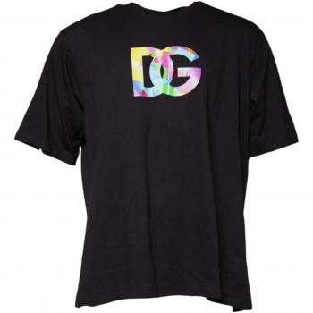 Black Cotton Round Neck Logo T-Shirt