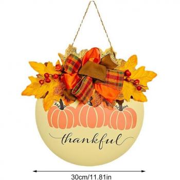 Seasonal Rattan Wreath with Artificial Pumpkins