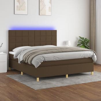 Cama Confort Glow – Colchón Box Spring 180x200 cm, Tela Marrón