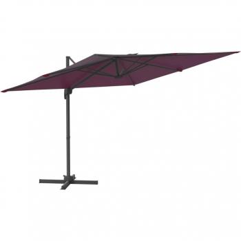 Parasol LED de jardin 400 x 300 cm rouge bordeaux