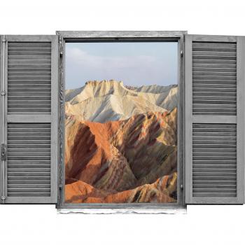 Queence Wandtattoo »Berge«, (1 St.), Wandsticker, Wandbild, selbstklebend, 3D, Fenster