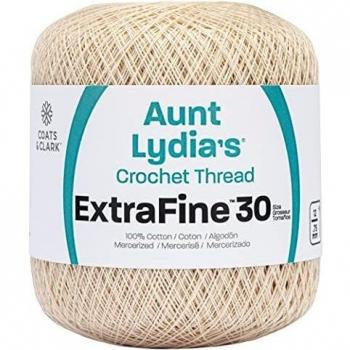 Coats Crochet Aunt Lydia's Crochet, Cotton Extra Fine Size 30, Natural (183)