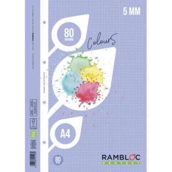 Ricambi rinforzati per quaderni A4, 80g, 40 fogli, rigatura 5mm azzurro