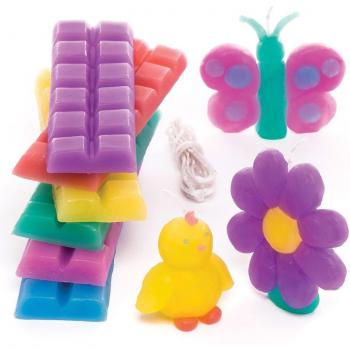 Kit Bougie Amusement Enfant – 6 couleurs, mèches et cire prêtes à l’emploi (Baker Ross AW110)
