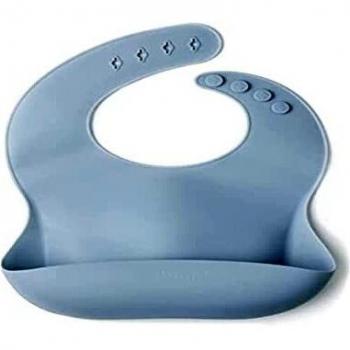 Bavoir Dusty Blue, modèle Gloop! en silicone