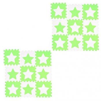18 Teile Puzzlematte mit Sternen, 36 Puzzlestücke, schadstofffreier EVA-Schaum, 1,6 m², weiß-grün