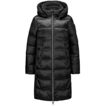 Milestone Damen Steppmantel Miranda Schwarz mit abnehmbarem Fake-Fur-Kragen