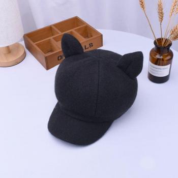Gorra Top Plana de Color Sólido con Oreja de Gatito