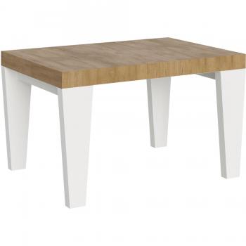 Mesa Extensible 90x113/234 cm con Tapa de Roble Natural y Patas de Fresno Blanco