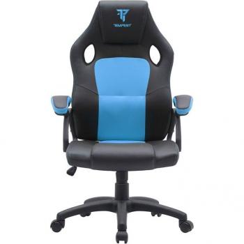 Silla de oficina Tempest Discover azul con diseño ergonómico, reposabrazos ajustables, soporte lumbar, material transpirable y base de metal resistente