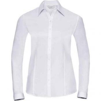 Russell Athletic Dames Herringbone Formeel Overhemd Lange Mouwen Wit EU 40 / UK 12