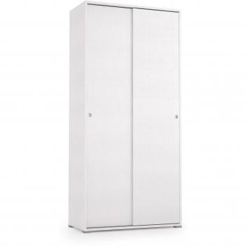 Armario corredero Dmora, 2 puertas, 4 baldas, diseño moderno, 90x45h195 cm, Blanco
