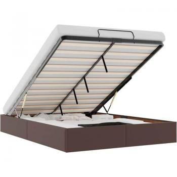 Cadre de Lit Vidaxl Similicuir Ottoman 140x200 cm Marron