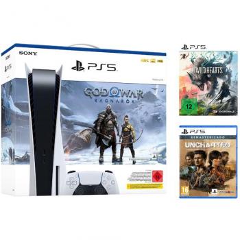 Sony PlayStation 5 Bundle: God of War Ragnarök + Uncharted: Legacy of Thieves + Wild Hearts – Komplettpaket inklusive Konsole und Downloads
