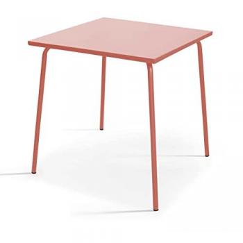 Table de jardin carrée en métal argile 70cm