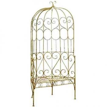 Banc de terrasse 95 cm Fer Blanc antique