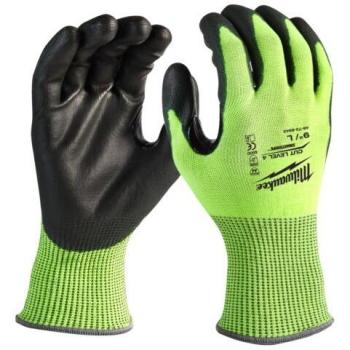 Milwaukee Hi‑Vis Dipped Gloves, Cut Protection Level 4 – 2XL Pack
