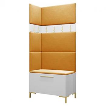 Conjunto de recibidor Hartford F103, Muebles ES, aglomerado laminado, tapiz, 84 x 196 x 46 cm