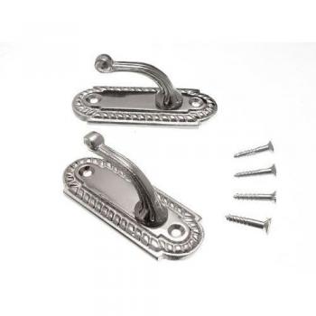 Curtain Hold Back Hooks Georgian Chrome 70mm with Screws