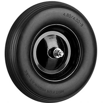 Schubkarrenrad Vollgummi mit Achse, 4.80 4.00-8 Gummirad, pannensicher, 100 kg Tragkraft Ersatzrad, schwarz