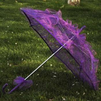 Parapluie de Mariage Manuel 56cm avec Volants et Fleur