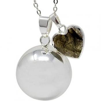 Bola de Grossesse en Or 18k avec Pendentif Coeur Labradorite
