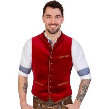 Trachtenweste RICARDO Premium – Dunkelrote Farbe, Schwarze Details