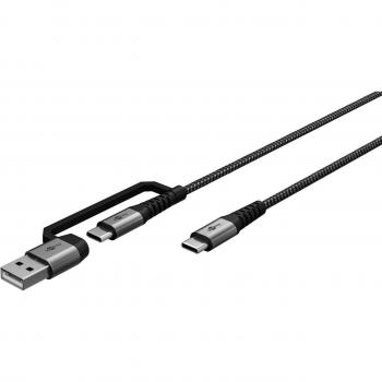 Goobay FlexiCharge 2in1 – 2 m, grigio siderale/argento, 60 W