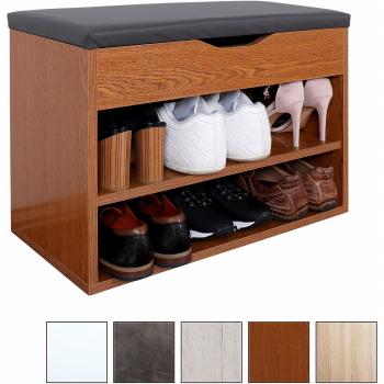 RICOO Scarpiera salvaspazio 60 x 42 x 30 cm Panca Ingresso Rovere Marrone Rustico