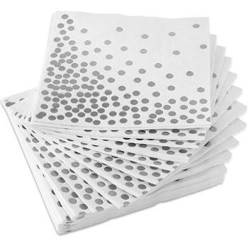 Servilletas de Papel Plateadas con Puntos de Aluminio