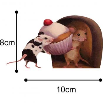 5PCS Mouse In A Hole Realistic 3D Wall Sticker Decoration