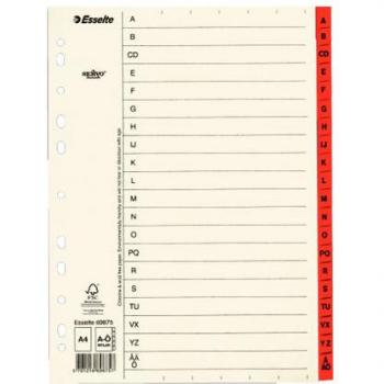 Pappregister A4 röd med flikar
