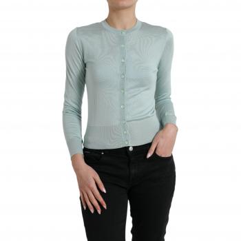 Dolce & Gabbana Women's Light Blue Silk Crew Neck Cardigan