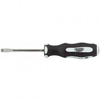 Draper Pound Thru Plain Slot Soft Grip Screwdriver, 6.5 x 100 mm