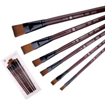 Six-Piece Nylon Watercolor Brush Collection – Wood Handle, Ideal for Students and Professionals