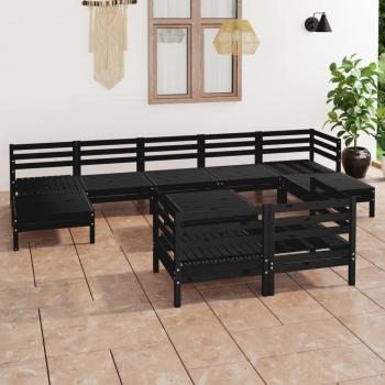 VidaXL 10-Piece Garden Furniture Set Black Pine Wood