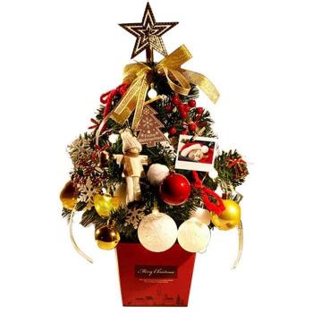 Árbol Navideño Pequeño de Escritorio 50cm, Funciona con 2 Pilas AA