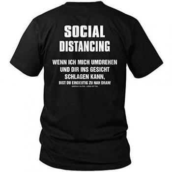 Rücktritts-Style – Herren 3XL T-Shirt schwarz „Abstand halten“