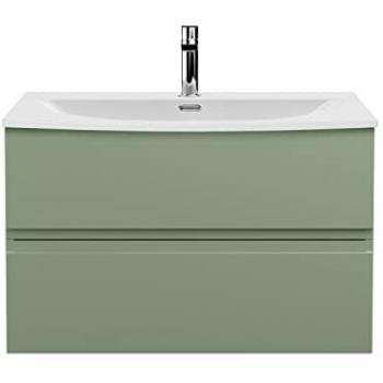 Urban Satin Green 800mm Wall Hung Vanity Unit with Curved Basin