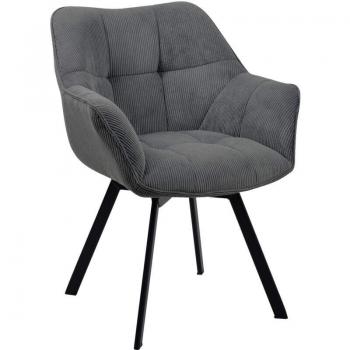 Chaise de salle à manger pivotante en velours gris foncé