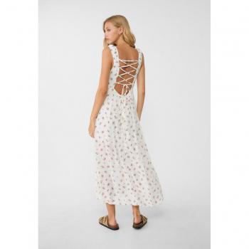 Stradivarius White Criss-Cross Back Midi Dress