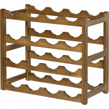 HOMCOM Standregal für Weinflaschen, 16 Flaschen, Bambus, wasserfest, 43 x 23,5 x 38 cm