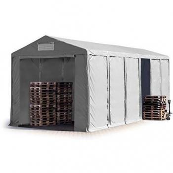 TOOLPORT 6x12 m Lagerzelt, grau, PVC, mit Bodenrahmen, ohne Statik