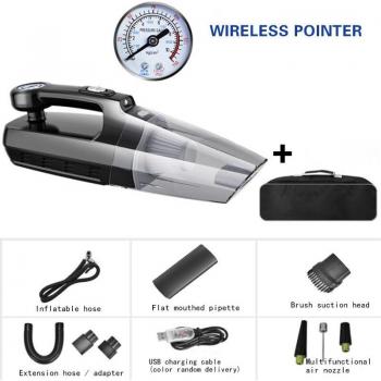 Car Vacuum Cleaner with Built-in Tire Inflator and Pressure Gauge