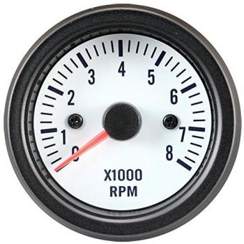 PI 40055 White 8000RPM Tachometer 2-8 Cyl 52mm